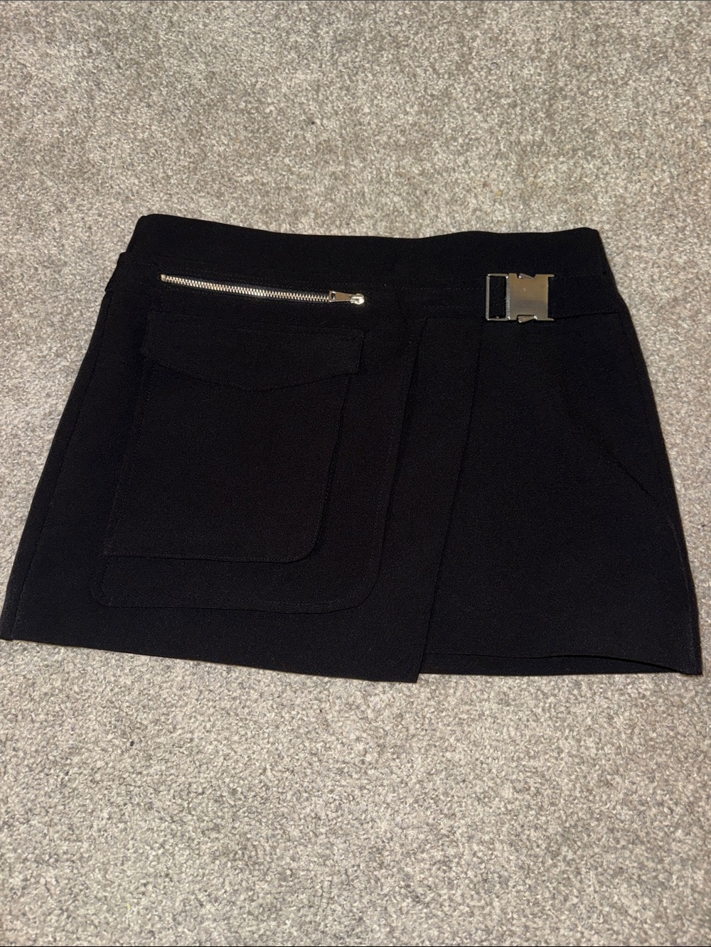 Zara Black Mini Skirt with Pocket & Buckle Detail